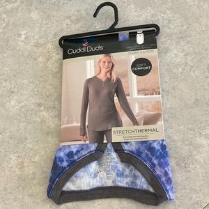 Cuddl Duds long sleeve split v-neck with thumbholes, stretch thermal size XS